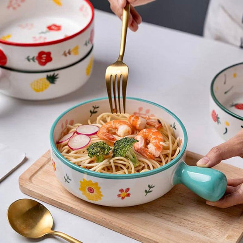 Ceramic Noodles Bowl with Handle