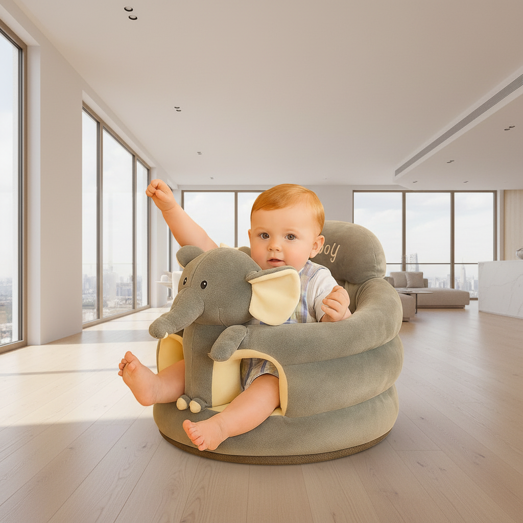 Premium Grey Elephant 360° Baby Support Sofa Seat