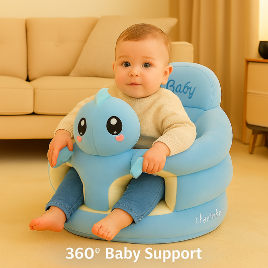 Premium Blue Dino Baby Seater – 360° Support & Super Soft Material