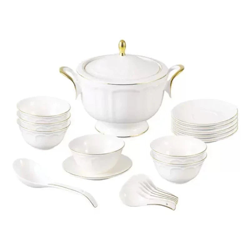 Soup Set White & Gold (Set of 21pcs)