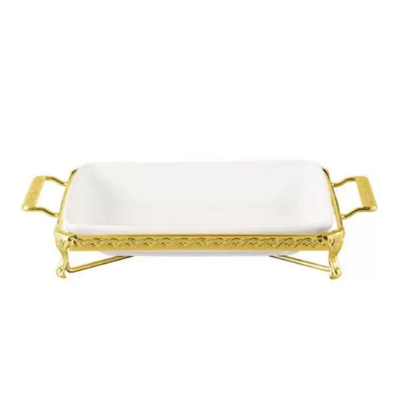 Rectangular Platter With Golden Stand 10"