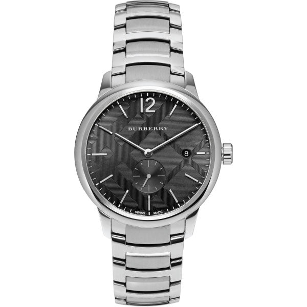 Burberry Silver Stainless Steel Black Dial Quartz Watch for Gents - BU10005