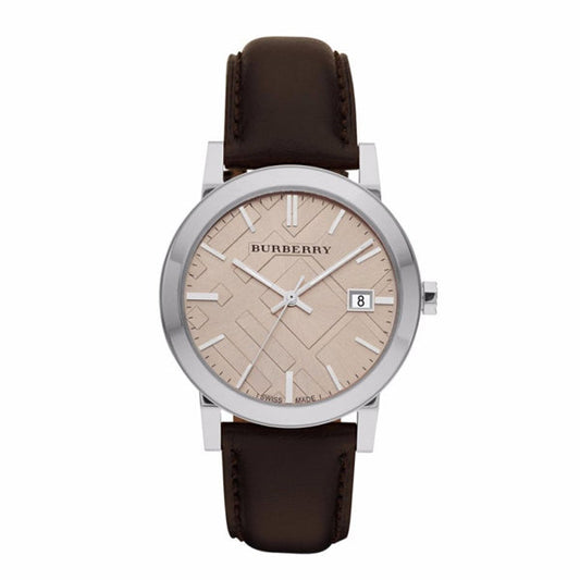 Burberry Heritage Brown Leather Strap Beige Dial Quartz Watch for Gents - BU1777