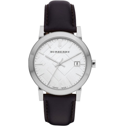 Burberry Black Leather Strap silver Dial Quartz Watch for Gents - BU9008