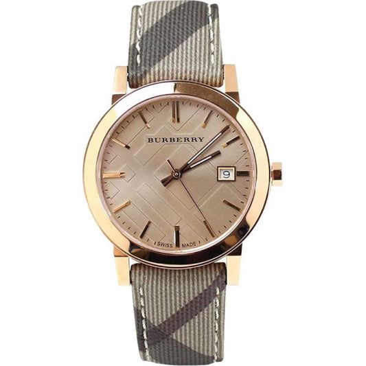 Burberry Multicolor Leather Strap Rose Gold Dial Quartz Watch for Gents - BU9040