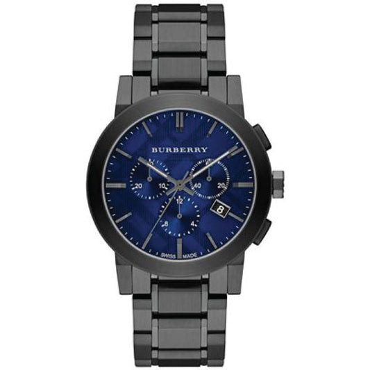 Burberry Dark Grey Stainless Steel Blue Dial Chronograph Quartz Watch for Gents - BU9365