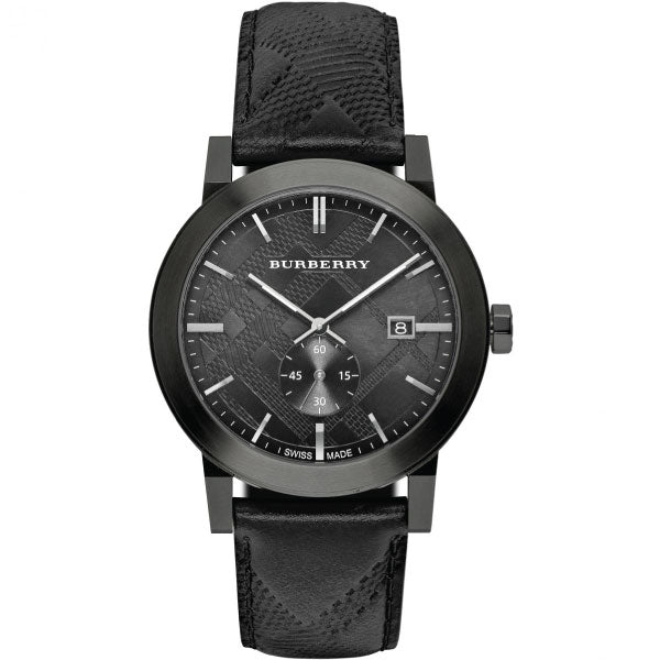 Burberry Black Leather Strap Black Dial Quartz Watch for Gents - BU9906