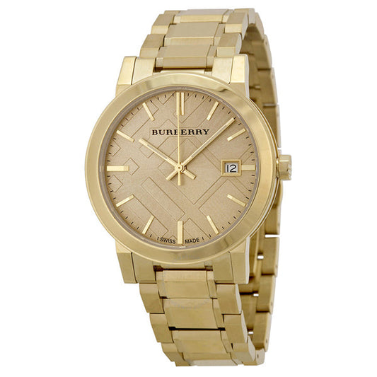 Burberry Gold Stainless Steel Gold Dial Quartz Unisex Watch - BU9033