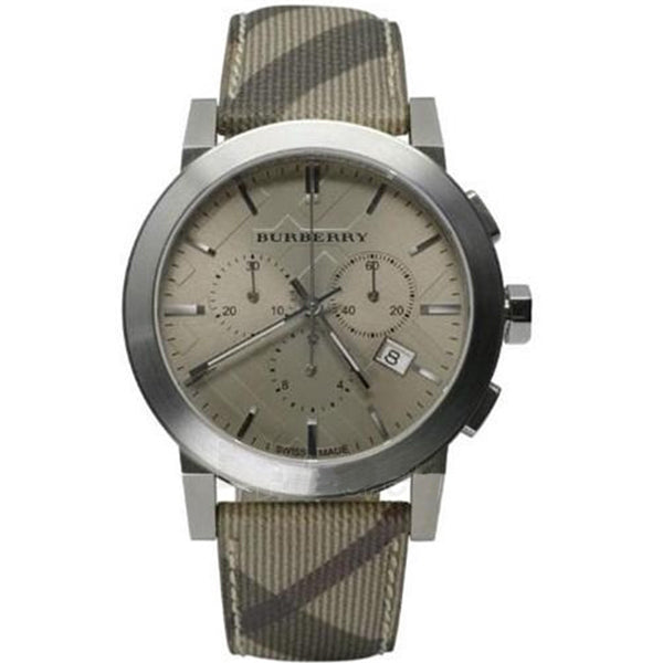 Burberry Multicolor Leather Strap Beige Dial Chronograph Quartz Watch for Gents - BU9361