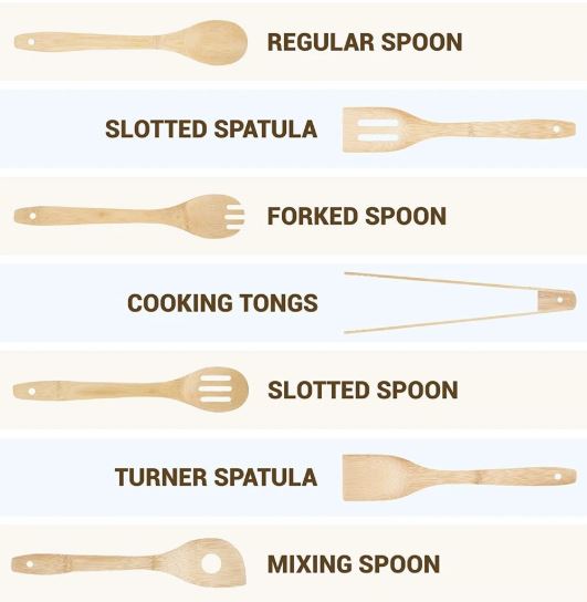 Bamboo Kitchen Utensils, 7Pcs Cooking Utensils Set with Holder