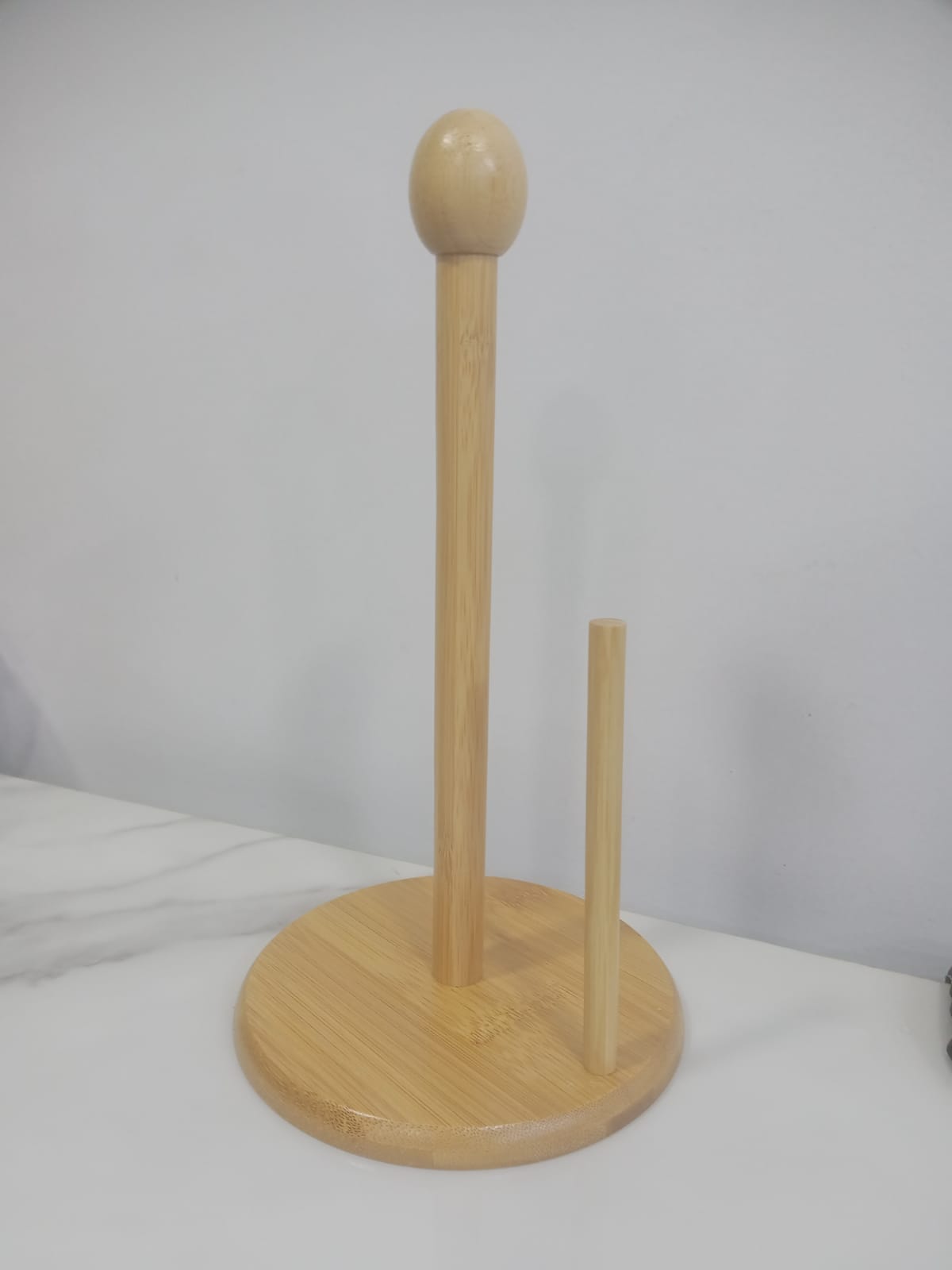 Bamboo Wood Tissue Holder Vertical Roll Pole Paper Towel Holder fof Kitchen/Toilet Freestanding