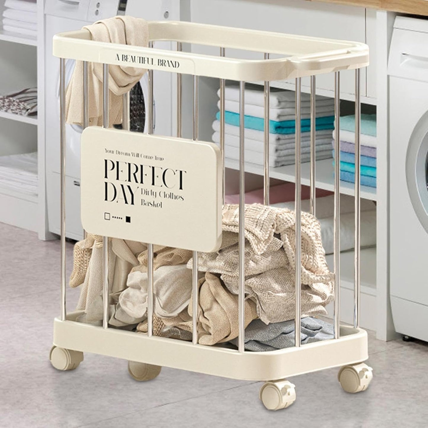 Baskets for Laundry, Heavy Duty Large Capacity Rolling Laundry Basket Organizer for Living Room Bedroom