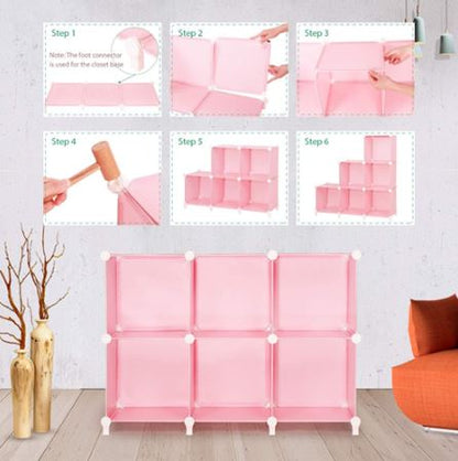 DIY Multipurpose Portable Wardrobe Cabinet Clothes Storage Organizer Almirah - 6 Cubes