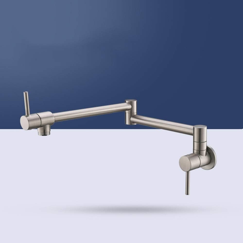 Pot Filler Faucet, Brass Kitchen Faucet Folding Stretchable Wall Mounted Kitchen Sink Faucets with Cold and Warm Water