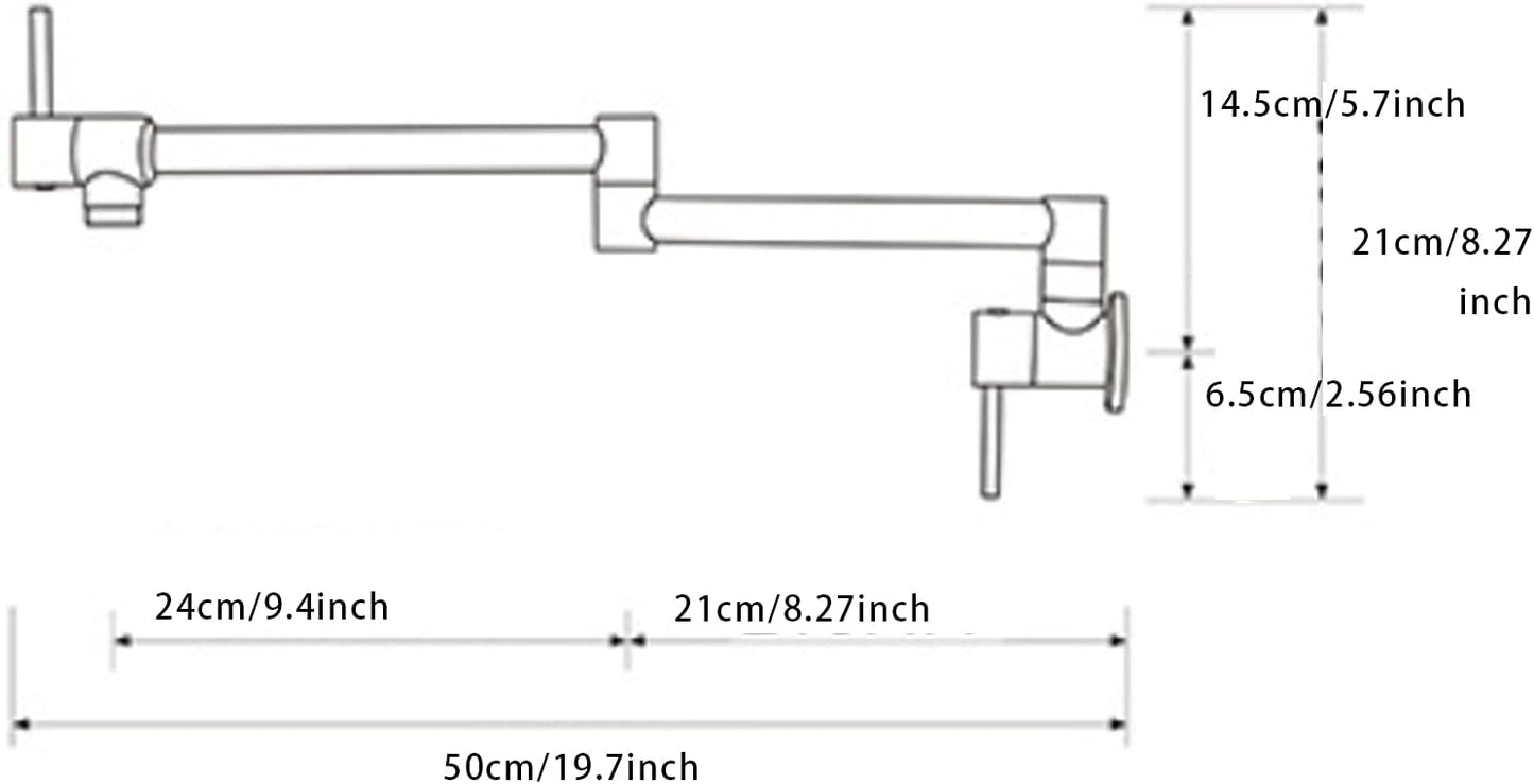 Pot Filler Faucet, Brass Kitchen Faucet Folding Stretchable Wall Mounted Kitchen Sink Faucets with Cold and Warm Water