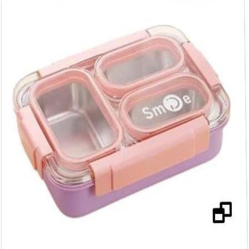 Stainless Steel 3 Portion Lunch Box | Large Capacity Bento Container for Hiking & Picnic