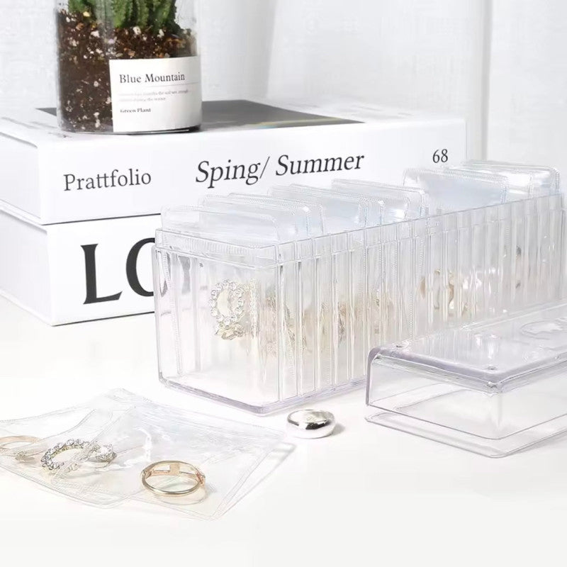 Jewelry Organizer With 20 Mini Pouches, Transparent Waterproof Earring Jewelry Storage Box, Acrylic Jewelry Box With 20 Anti Tarnish Jewelry Pouch