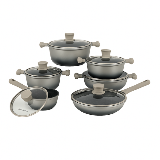 12-Piece Cookware Set – Black/Grey