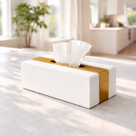 Luxury White & Gold Tissue Box