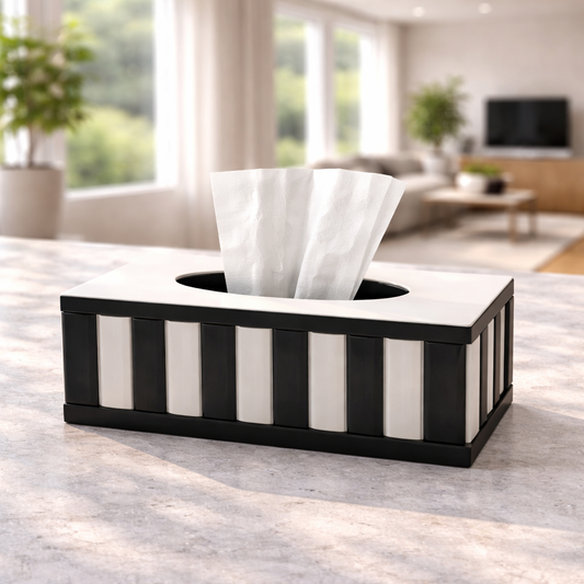 MDF Wooden Black & White Tissue Box