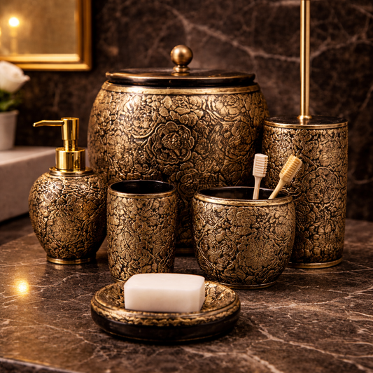 Imperial Antique Gold Bathroom Accessory Set