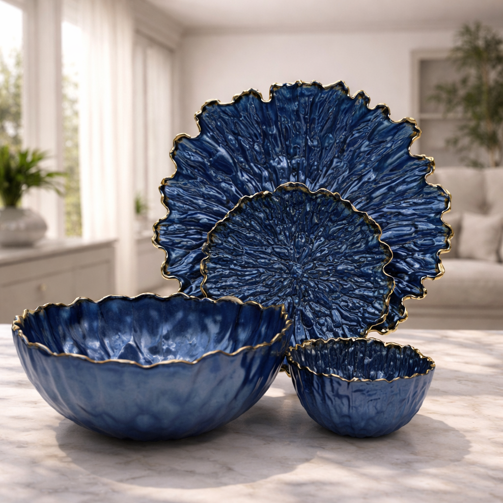 Opal Shine 14 Pcs Glass Serving Set – Blue