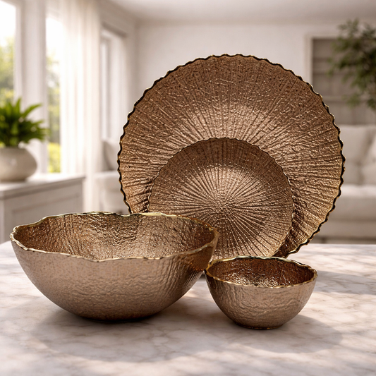 Royal Ember 14 Pcs Glass Serving Set – Bronze