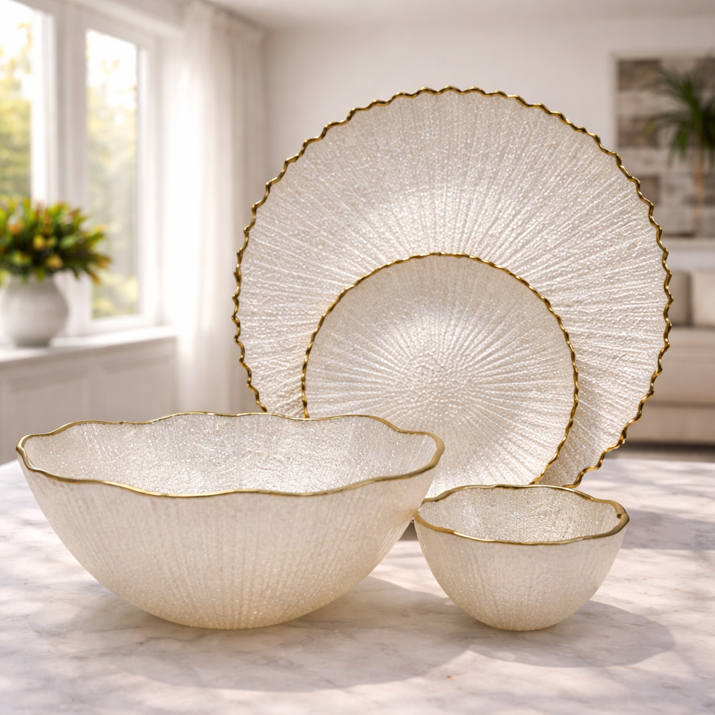 Royal Ember 14 Pcs Glass Serving Set – White