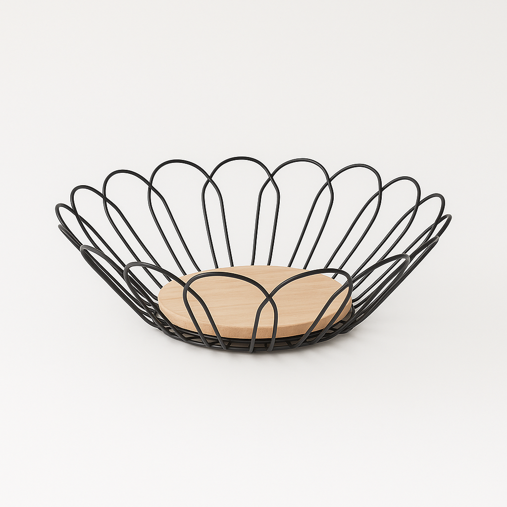 ModLeaf Metallic & Oak Fruit Basket