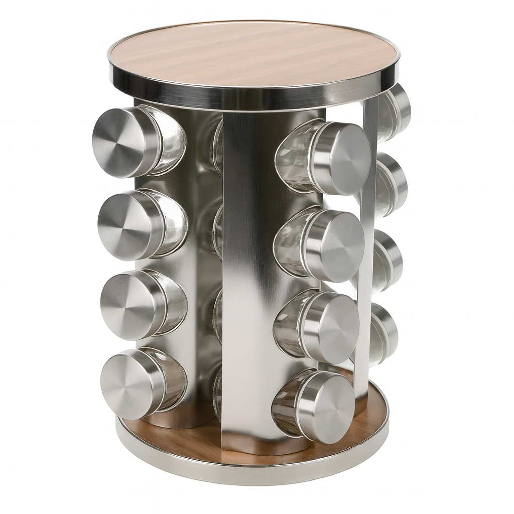 Revolving Glass Spice Jar Set Rack (16 Pc.)