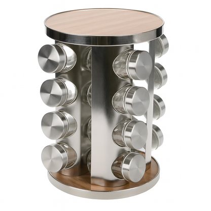 Revolving Glass Spice Jar Set Rack (16 Pc.)
