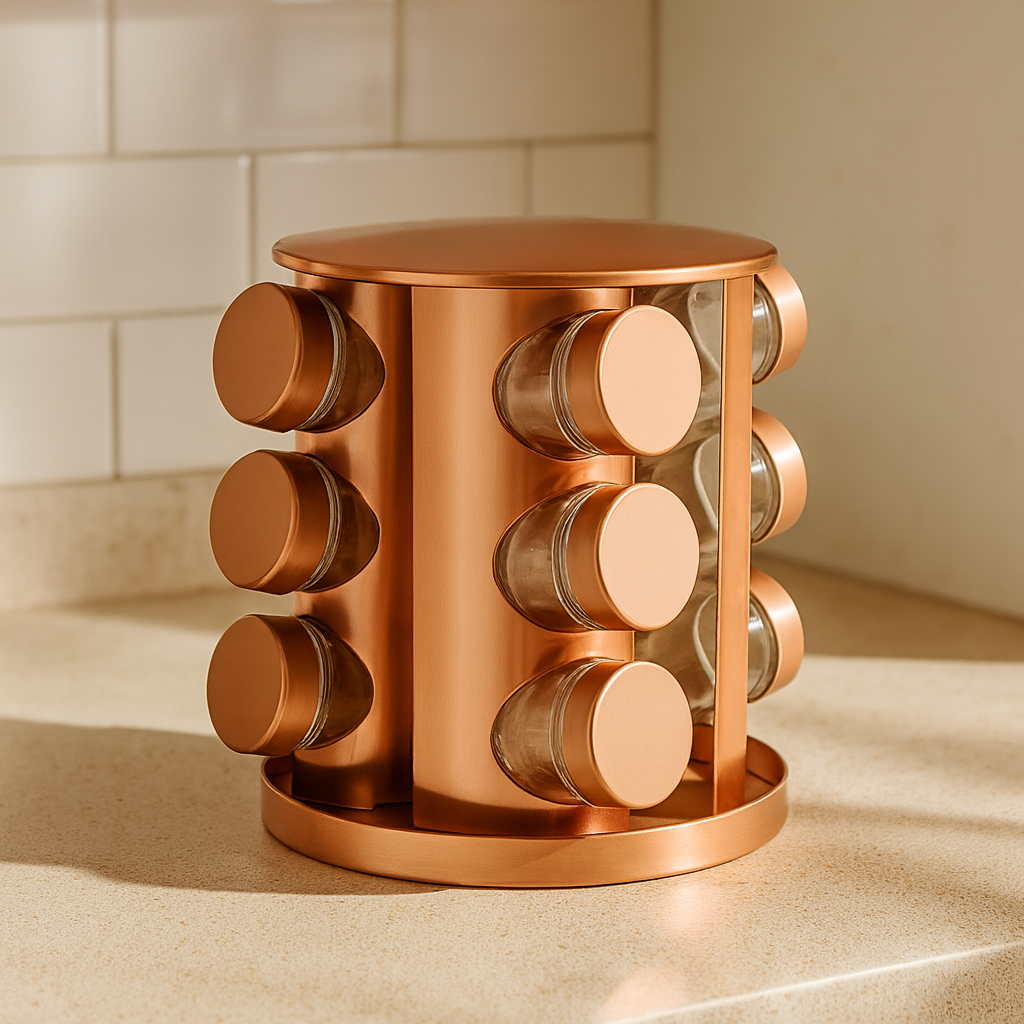 Metal Brass Modern Revolving Spice Organizer (12 Pc.)
