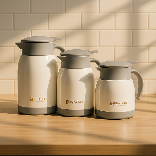 Penguin Stainless Steel Thermos Coffee Pot Vacuum Flask - White