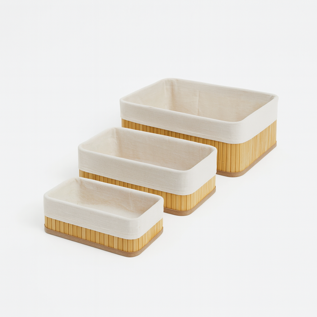 Multipurpose Bamboo Lining Basket Set - Rectangular