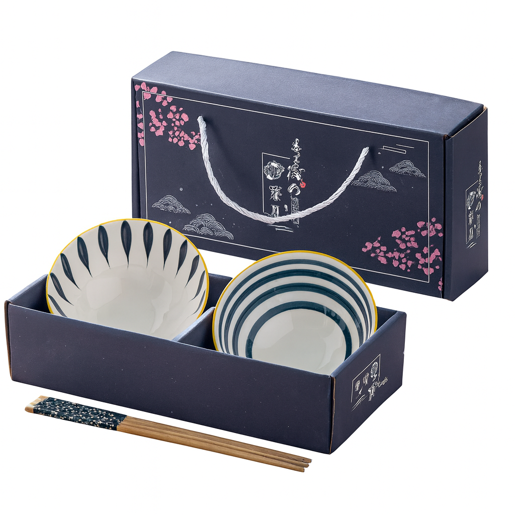 Japanese Ceramic Printed Bowls - Set of 2