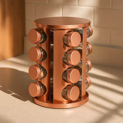 Metal Brass Modern Revolving Spice Organizer (16 Pc.)