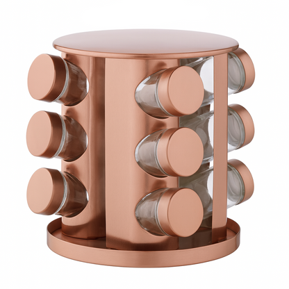 Metal Brass Modern Revolving Spice Organizer (12 Pc.)