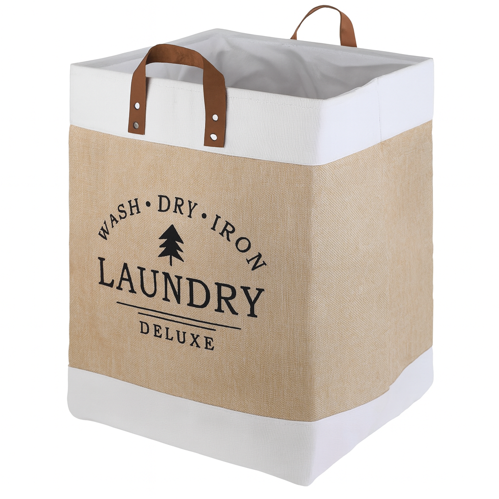 Multi functional Foldable Linen Fabric Laundry Basket - 50*32*32CM