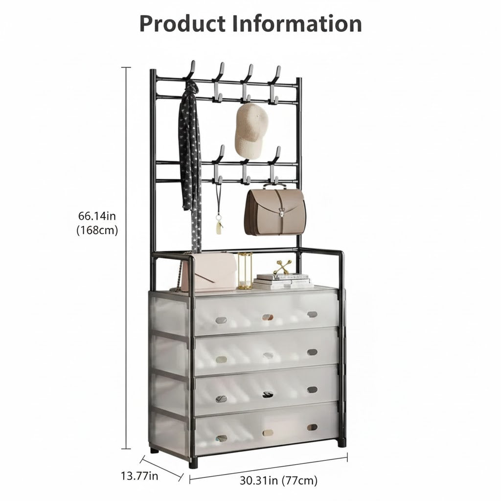 Entryway Organization Unit with Coat Rack and Shoe Storage