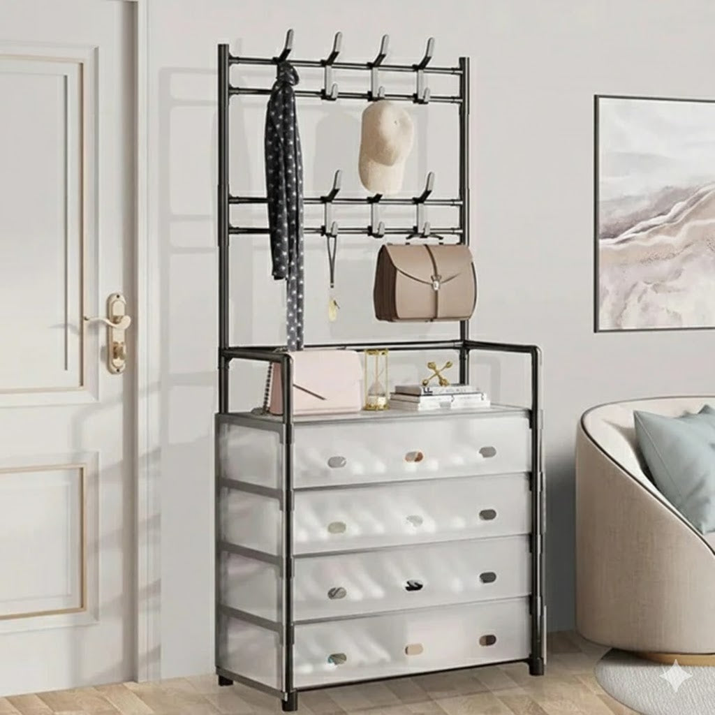 Entryway Organization Unit with Coat Rack and Shoe Storage
