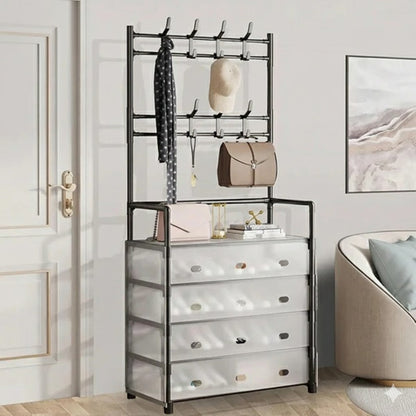 Entryway Organization Unit with Coat Rack and Shoe Storage