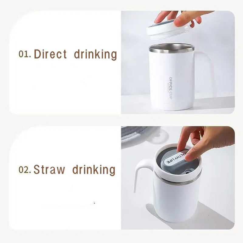 Thermos Coffee Cup With Straw & Lid
