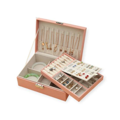 Double-Layer Large Creative Jewelry Box for Women Girls, Lockable PU Leather Storage Case