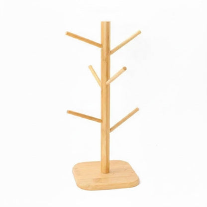 Creative Wooden Bamboo Cup Storage Rack – Tree Shaped Desktop Coffee & Tea Holder