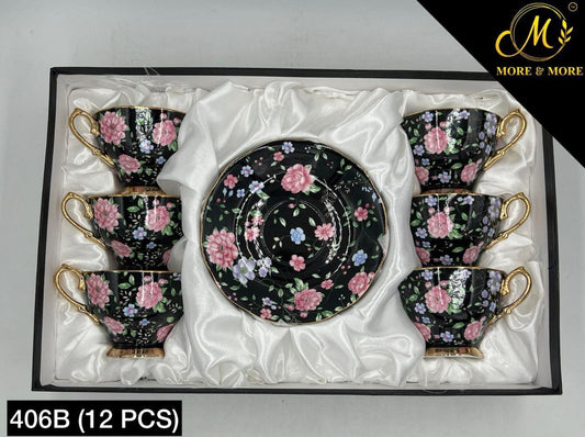 Royal Albert-Style Cup & Saucer Set – Design : 406-F-B