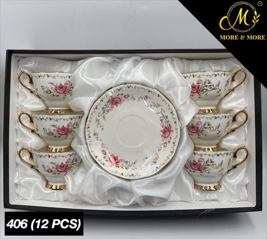 Royal Albert-Style Cup & Saucer Set – Design : 406-F