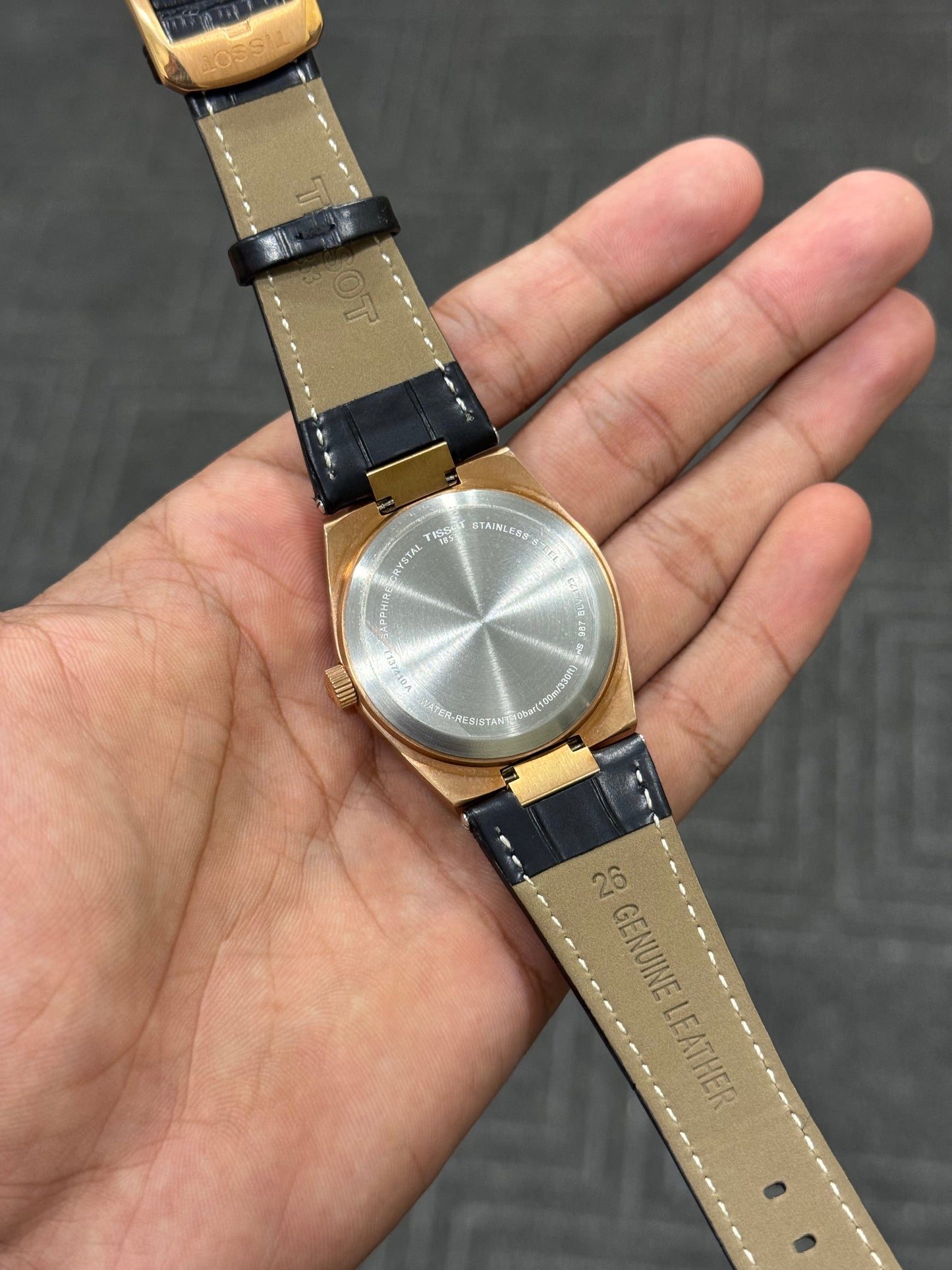 PRX Black Plain Dial Rose Gold Case Black Leather Strap