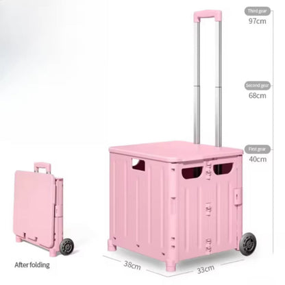 Foldable Portable Storage Trolley Cart with Wheels | Multi-Purpose Rolling Organizer