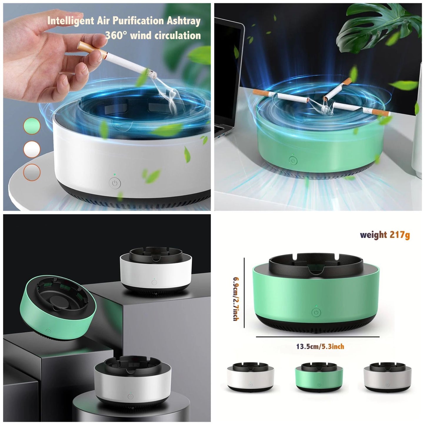 Anti-smoke Ashtray Air Purifier Portable Anti-odor Smokeless Ashtray