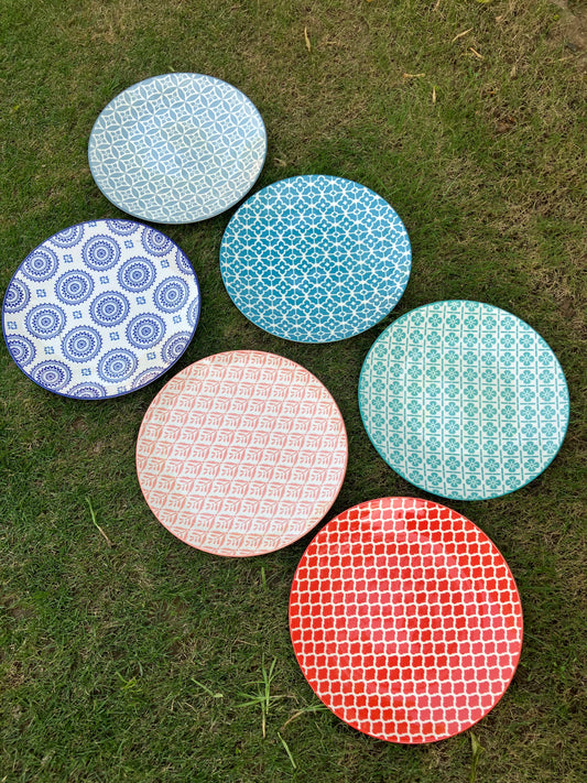 Danny Home Multi Colour Dinner Plates 6Pcs Box.